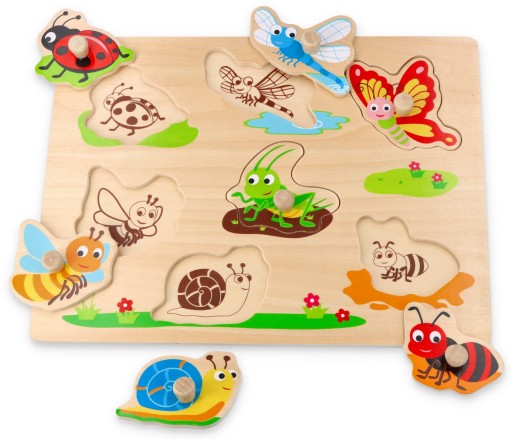 Náučné drevené puzzle s rúčkami červíkov Pre ročné dieťa