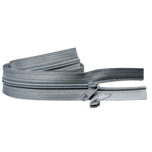 3mm páska na špirálový zips, ŠEDÁ + 2 zipsy, 1m