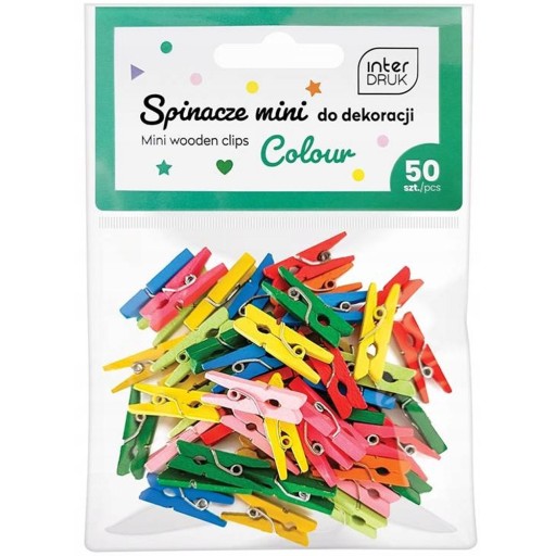 MINI KLIPY NA DEKORÁCIU, DREVENÉ, FAREBNÉ 50 ks