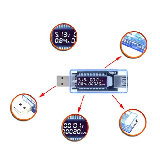 USB TESTER MERAČ NAPÄTIA AKTUÁLNEJ KAPACITY BATÉRIE VOLTMETER AMPÉR