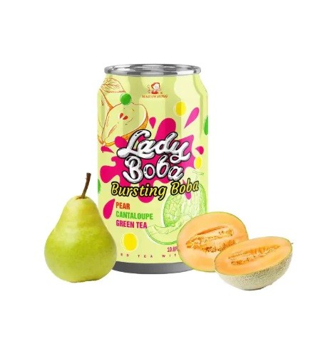 Lady Boba Zelený čaj Hruška Cantaloupe nápoj 320ml