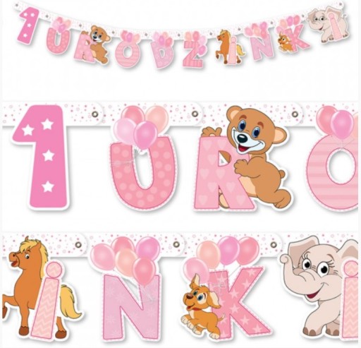GIRLAND PINK BANNER 1. narodeniny Jeden rok