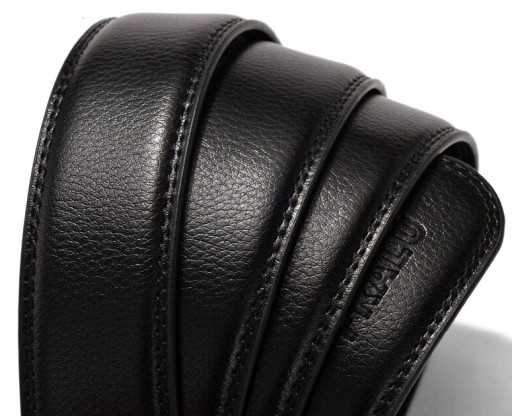 Pánsky automatický opasok elegantná čierna kožená spona kovová koža