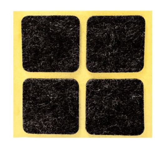 PODLOŽKY SAMOLEPIACE PLSTENÉ 40x40mm ČIERNE PODLOŽKY PLSTENÉ 4 ks