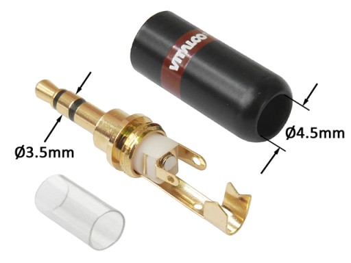 JACK konektor 3,5mm 3P TRS stereo HQ BLACK VITALCO