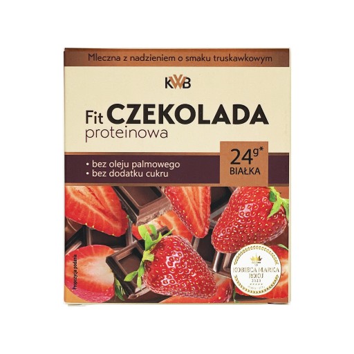 FIT Proteínová čokoláda 80g KWB mlieko s príchuťou Jahoda