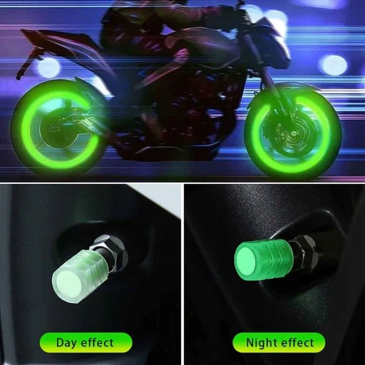 FLUORESCENČNÉ ŽIARIVÉ KLOBÁČKY VENTILOV PRE AUTOBICYKEL 2 ks