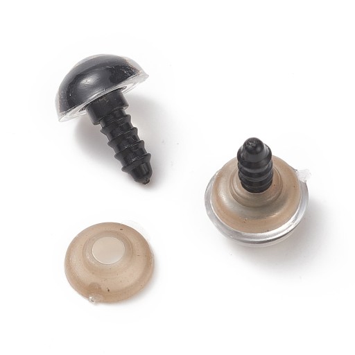 Oči pre hračky maskota so závitom a svorkou 10 párov 14 mm čierna priehľadná