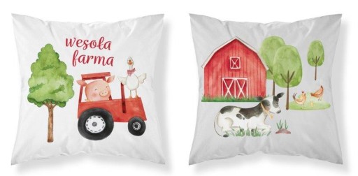 Bavlnená obliečka na vankúš 40x40 cm Detexpol traktor farmárske zvieratá bavlna