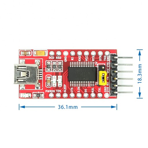 FT232 - FTDI USB/TTL prevodník - 5V/3,3V - UART