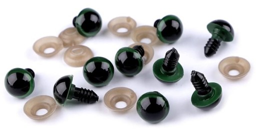 Oči pre hračky maskota 14mm zelené - 1 pár