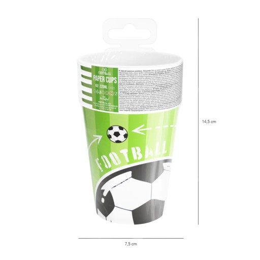 Papierové narodeninové poháre pre futbalového chlapca