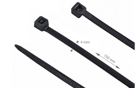 KABELOVÉ VIAZAČKY ČIERNE KABELOVÉ VIAZAČKY 4x150mm 100KS