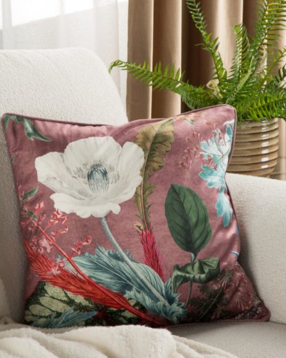 Zamatová obliečka na vankúšik s motívom kvetov 45x45 cm - Premium zamat na zips