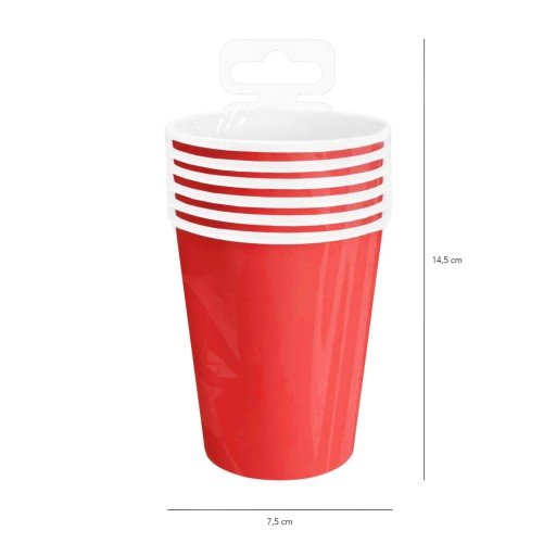 Americké RED papierové poháre 220 ml, 6 ks, na narodeninovú oslavu