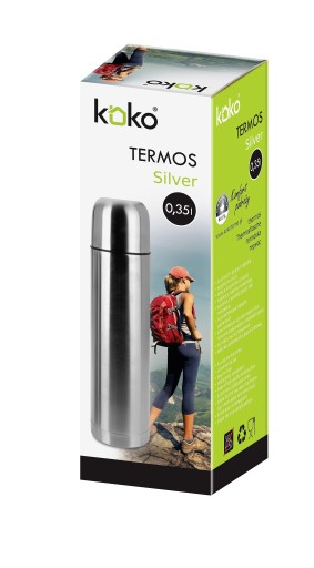 Koko Silver oceľová termoska na nápoje, 0,35 l, strieborná