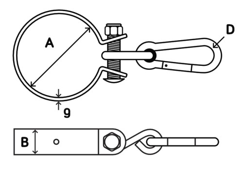 Háčik Swing Clamp Okrúhla 100 Karabína