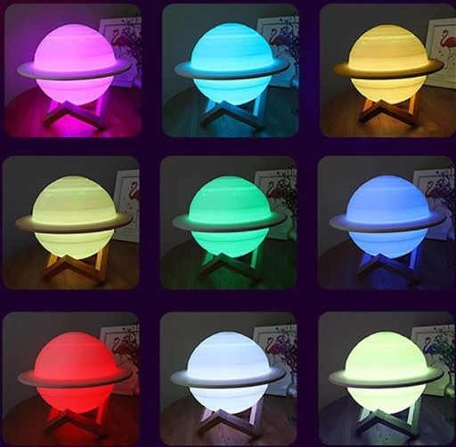 3D SATURN TOUCH NOČNÁ LAMPA 20 REŽIMOV + DIAĽK