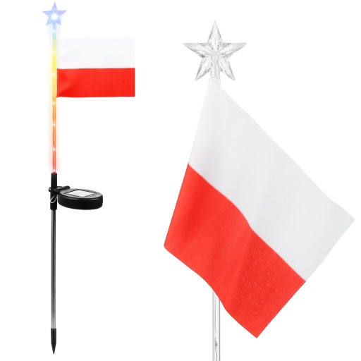 LED SOLÁRNA ZÁHRADNÁ LAMPA S POĽSKOU VLAJKOU