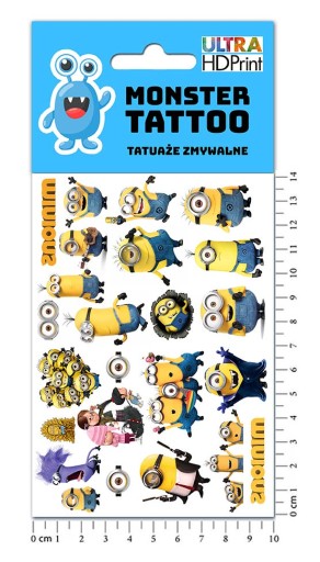 UMÝVAJÚCE DOČASNÉ TETOVANIE PRE DETSKÉ DETSKÉ MINIONY, ORIGINÁLNE DIZAJNY