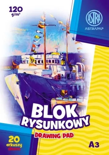 BLOK NA KRESLENIE BIELY ASTRA A3 20 listov 120g HRUBÝ PRE ŠKOLSKÉ VÝTVAR.