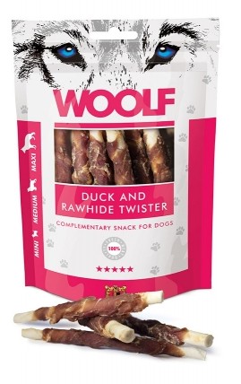 WOOLF tyčinky z prírodnej pochúťkovej kože obalené kačicou 100g