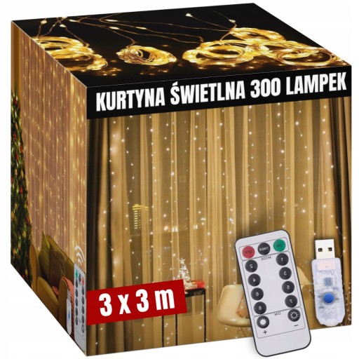 SVETELNÁ ZÁPONA 3x3m ICILS 300LED GARLANDOVÉ LAMPY