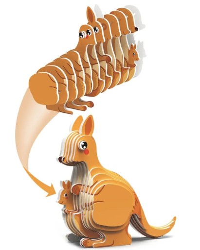 PRIESTOROVÉ PUZZLE 3D PUZZLE KLOKANKA PREDSTAVA PRE DETI KLOKANKA