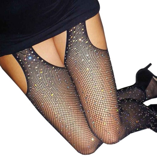 SENSORY SEXY PANČUČKY ČIERNE PANČUCHY SIETE SO ZIRKÓNIAMI