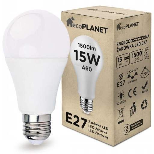 E27 A60 LED žiarovka 15W 1500lm ecoPLANET COLORS