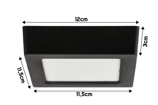 LED stropné svietidlo prisadené na povrch 6W 660lm 4000K neutrálne čierne štvorcové