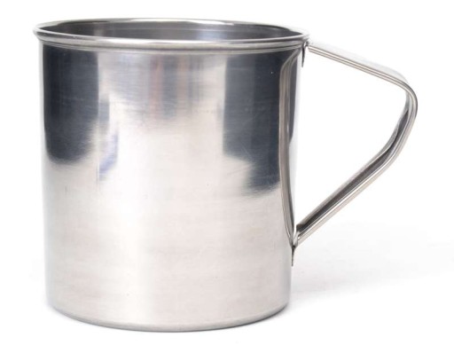 Oceľový hrnček s uškom 1,5L, nerezový turistický hrnček 14cm