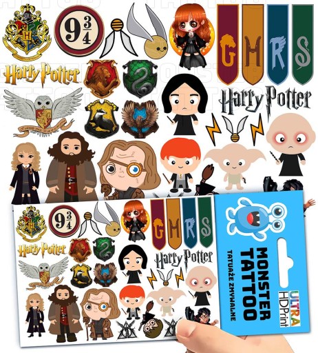 UMÝVAJÚCE DOČASNÉ TETOVANIE PRE DETI HARRY POTTER ORIGINÁLNE DIZAJNY