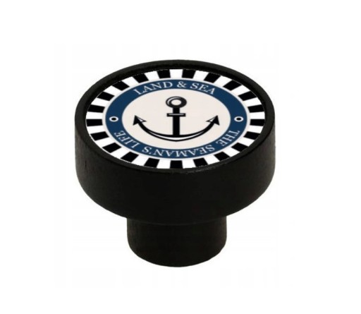 Čierny drevený nábytkový gombík GD08 + ANCHOR V61