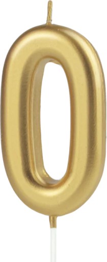 Narodeninová sviečka CYFRA 0 na GOLD zero tortu