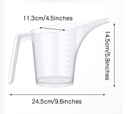 Plastový pohár, džbán s uškom, odmerka, 1000 ml