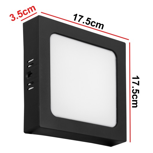 Prisadený LED panel 18W NW čierny 17,5x17,5cm stropné svietidlo Plafon štvorcové
