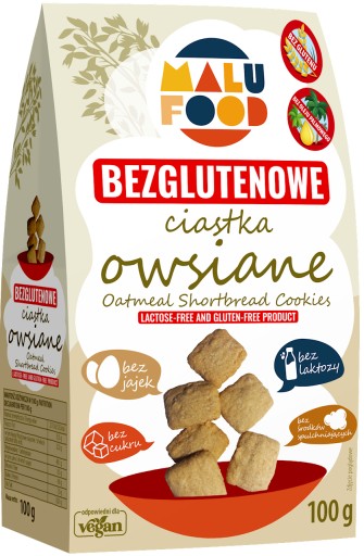 MALU FOOD Ovsené sušienky, bez lepku, bez cukru
