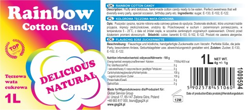Farebná dúhová cukrová vata Rainbow Cotton Candy