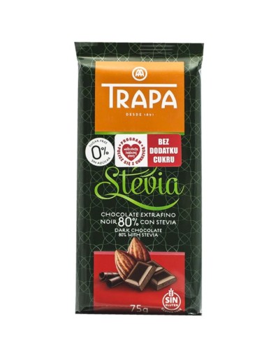 Horká čokoláda so stéviou 80% kakaa 75g - Trapa