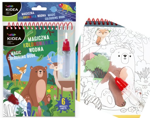 Opakovane použiteľná vodová omaľovánka s fixkou Animals Kidea