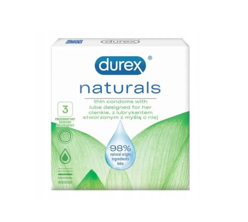 Prírodné tenké kondómy DUREX Naturals 3