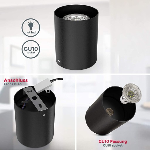 STROPNÉ SVIETIDLO - okrúhle - TRUBOVÉ - ČIERNA - PRE LED GU10 - OBÝVAČKA - KUCHYŇA