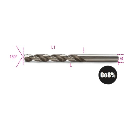 Valcový špirálový vrták brúsený HSS-CO 8% kobalt 2,75 mm DIN338, 4