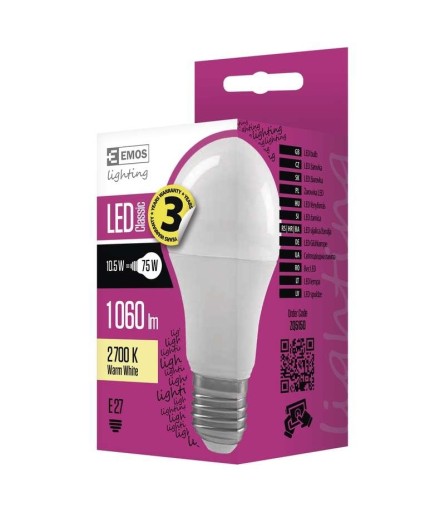 LED ŽIAROVKA 10,5W E27 A60 1060lm 2700K