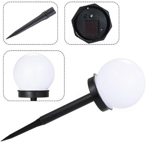 SOLÁRNA ZÁHRADNÁ LAMPA SILNÁ BIELA LED GUĽA XXL 2 ks