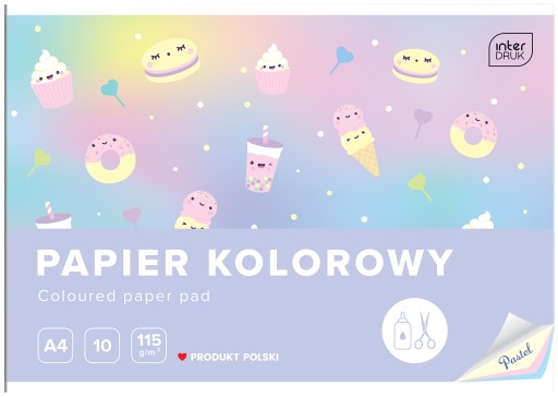 PASTELOVÝ FAREBNÝ PAPIER, A4, 10 listov, 115G, INTERPRINT