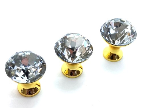 KĽÚČKA NA NÁBYTOK ZLATÁ KĽUČKA CRYSTAL FI30 KRÁSNY DIAMANT