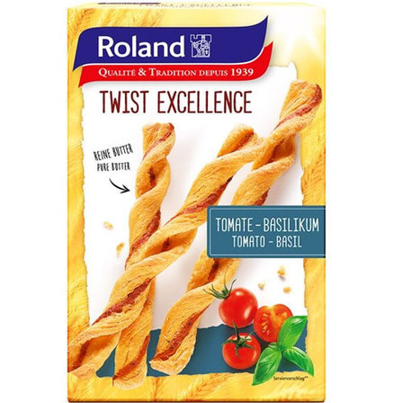 Tyčinky z lístkového cesta s príchuťou paradajky a bazalky Roland Twist 100g