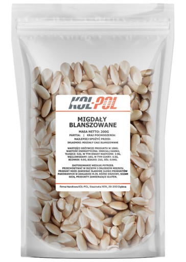 Blanšírované mandle 200g Prírodné lúpané čerstvé | Kol-Pol